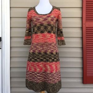 London Times Women’s tan knit, striped dress